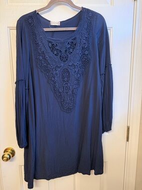 Altar'd State Navy Crochet Yoke Tunic